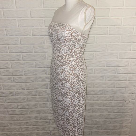 Dress the Population Tegan Illusion Mesh Embroidered Lace Cocktail Dress NEW S - Picture 5 of 13